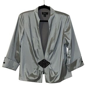 Vintage 80’s style blazer silver black sequins size 17 shoulder pads dress barn